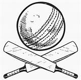 Cricket Bat Ball Drawing Sports Sketch Equipment Pages Doodle Vector Coloring Style Including Stock Outline Cartoon Sport Illustration Format Colouring sketch template