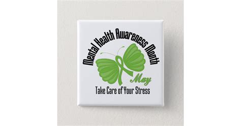 butterfly ribbon mental health awareness month pinback