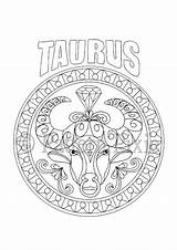 Taurus Zodiac Mandalas Signos Colorir Mandala Zodiaco Mewarn11 Knutsels Aquarius Tauro Vendido sketch template