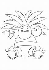 Pokemon Exeggutor Coloring Pages Grass Type Generation Kids sketch template