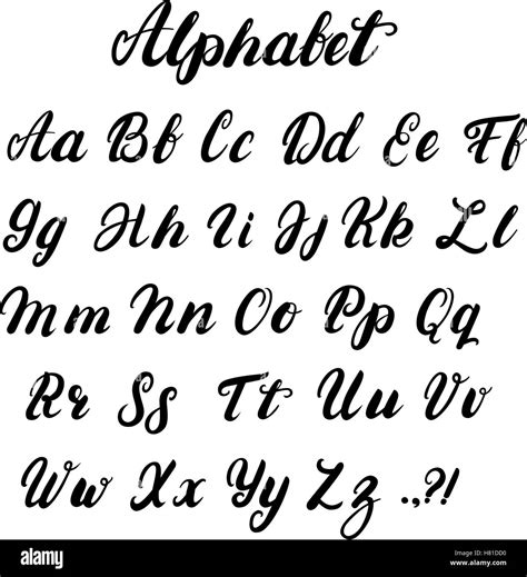 hand written lowercase  uppercase calligraphy alphabet modern