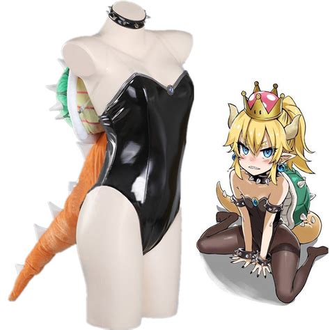 Bowsette Princess Bowser Swimwear Bodysuit Cosplay Costume Horn