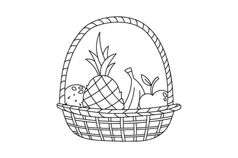 fruit basket coloring page svg cut file  creative fabrica crafts