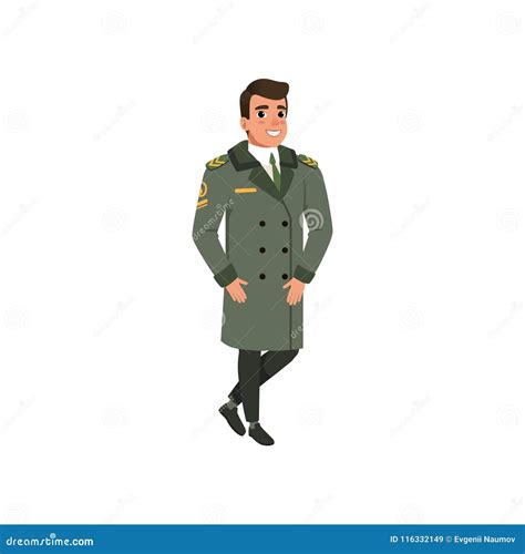 aviation officer  green coat  rank stripes cartoon character