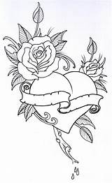Tattoo Heart Rose Outline Roses Hearts Drawing Coloring Pages Deviantart Vikingtattoo Sketch Roseheart Tattoos Adult Realistic Outlines Printable Drawings Para sketch template