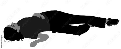dead girl lying on the sidewalk vector silhouette illustration drunk