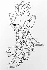 Blaze Sonic Cat Coloring Pages Silver Hedgehog Colouring Fan Drawing sketch template