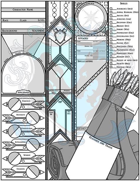 custom character sheet ranger archer etsy in 2022 character sheet