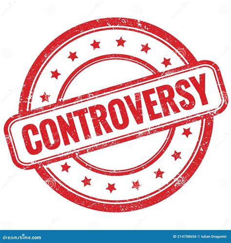 controversy text  red brown ribbon stamp stock photography