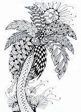 Coloring Summer Pages Printable Adult Palm Adults Tree Coloriage Zentangle Drawing Color Trees Mandala Books Colouring Palmier Print Patterns Doodle sketch template