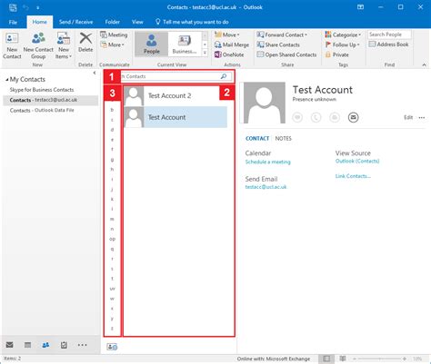find  contact  outlook   windows information services