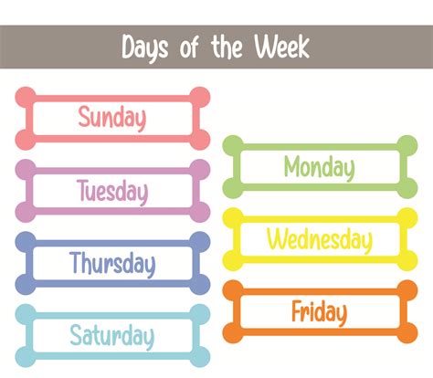printable days   week worksheets