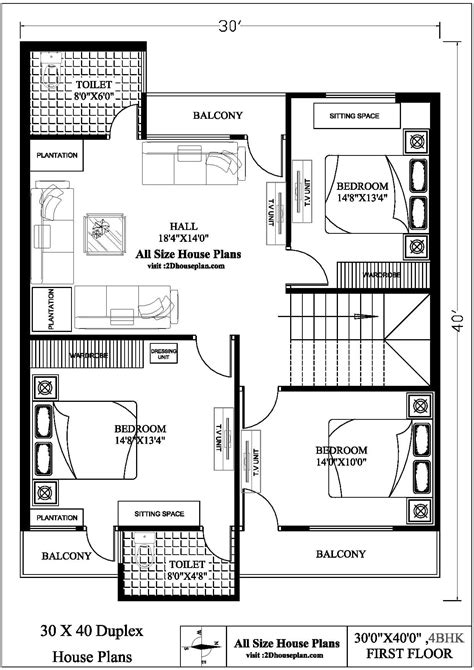 duplex house plans   bhk duplex house plan