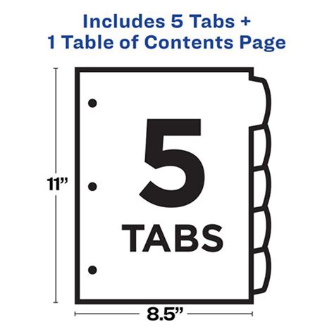 avery customizable table  contents dividers ready index printable