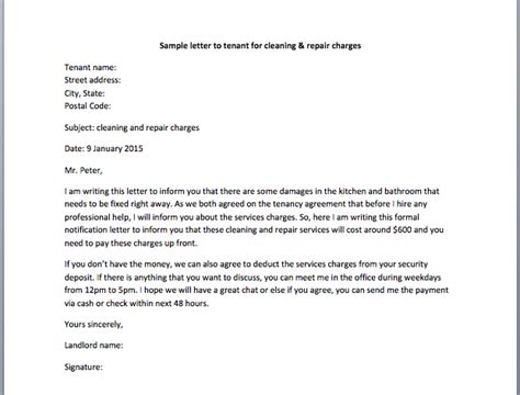 sample complaint letter  landlord  repairs