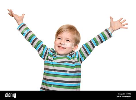 joyful kid  arms spread wide stock photo alamy