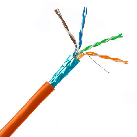 cate stp shielded bulk cable solid mhz  awg orange  ft