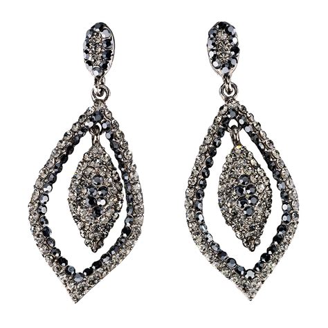swarovski crystal black friday deal tear drop crystal earrings  jet black  black diamond
