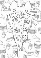 Pusheen Coloring Pages Pizza Coloringbay sketch template