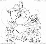 Outline Owl Coloring Cute Book Clipart Activity Using Royalty Illustration Rf Bannykh Alex Regarding Notes sketch template