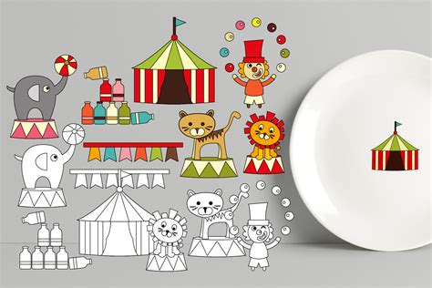 circus animals  show clip art illustrations bundle  illustrations design bundles