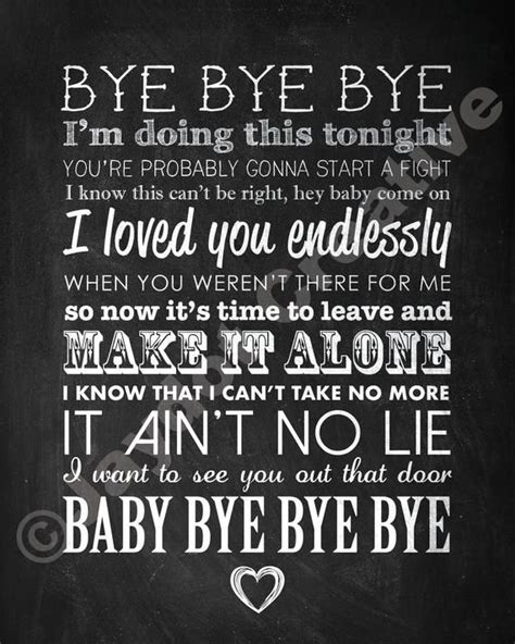 Nsync Bye Bye Bye Printable Song Lyrics Artwork Etsy In 2020 Nsync