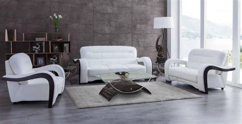 white leather living room set classic  modern furniture store