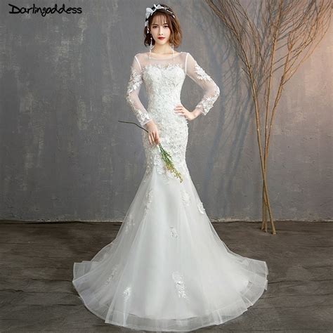 luxury lace long sleeve mermaid wedding dresses 2018 sexy iiiusion back