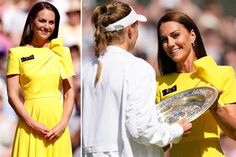 Smiling Kate Middleton Glows In Yellow Dress As She Presents Elena
