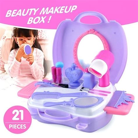 21pcs pretend play set hair dryer makeup toy set beauty fashion for