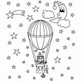 Coloring Surfnetkids Night Time Balloon Ride Travel Pages sketch template
