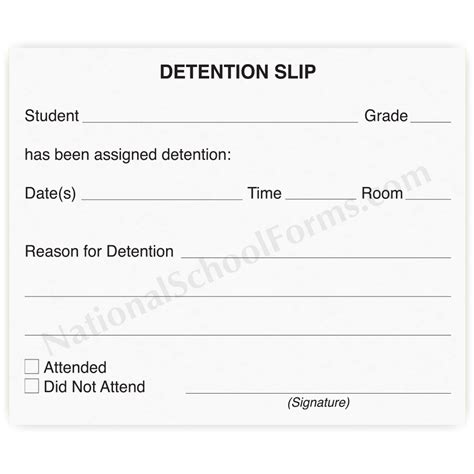 Detention Slips Printable