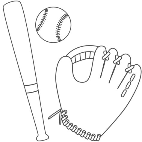 baseball glove ball  bat coloring page sports