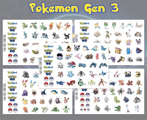 Pokemon Gen 1 Gen 2 Gen 3 Character Stickers For Party Etsy