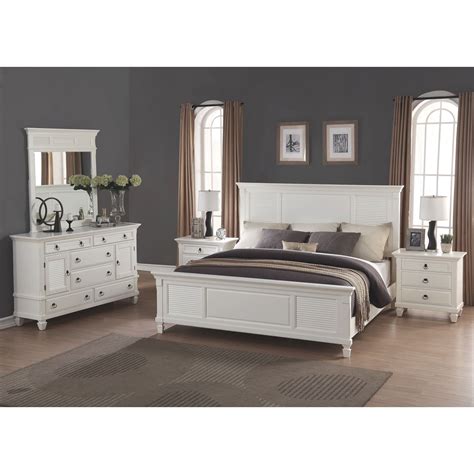 regitina white  piece king size bedroom furniture set  cheap white