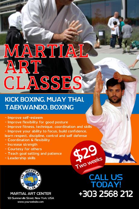 Martial Art Classes Poster Template Postermywall