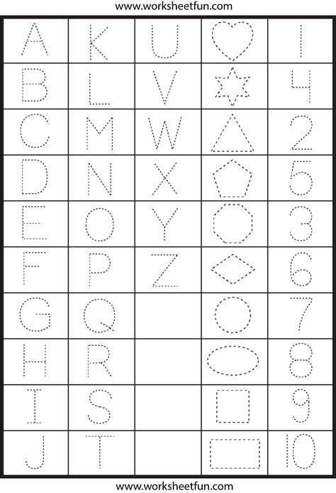 letters numbers  shapes tracing worksheets tracing worksheets
