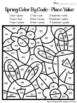spring coloring pages color  code  grade   thompsons