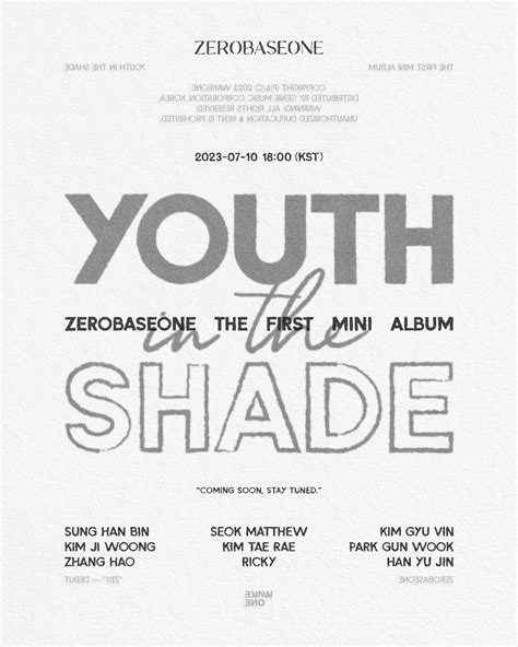 zerobaseone announces debut date drops teaser  youth   shade