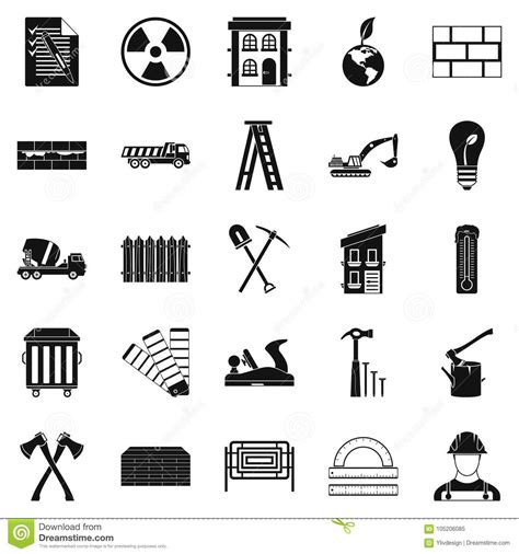 material icons set simple style stock vector illustration  apartment office