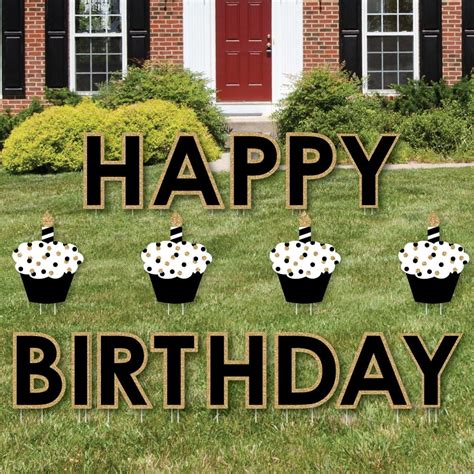 adult happy birthday gold yard sign outdoor lawn decorations