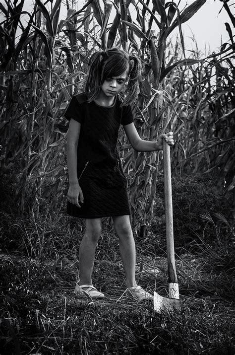 scary  girl   cornfield photograph  mario toth pixels