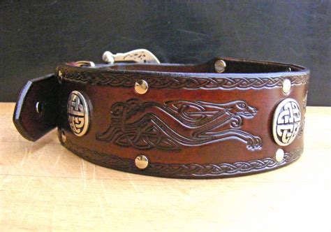 brown leather belt  celtic designs