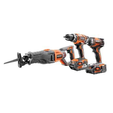 Ridgid 18 Volt Lithium Ion Cordless 3 Tool Combo Kit