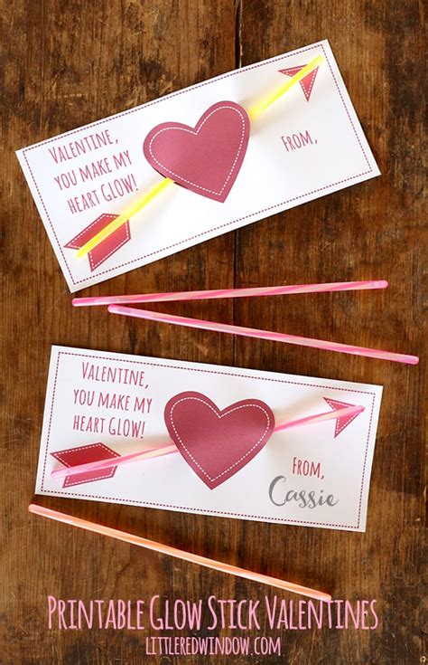 printable glow stick valentines  red window