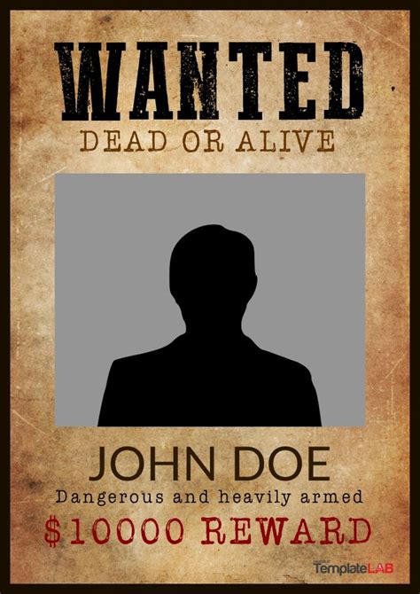 printable downloadable wanted poster template
