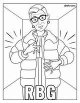 Coloring Rbg Book Ruth Bader Ginsburg Pages Selfie sketch template