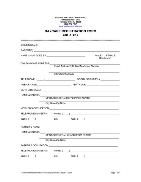 simplydaycare printable home daycare forms printable form