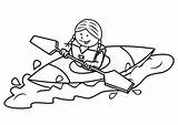 Kayak Coloring Girl Book Illustration Sketch Drawing Clip Canoe Children Amusing Sport Summer Clipart Vector Template Coloriage Canoeing Et Outline sketch template