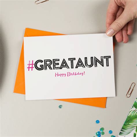 Hashtag Great Aunt Birthday Card By A Is For Alphabet